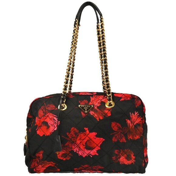 Prada Black Red Nylon Shoulder Bag - Picture 1 of 13
